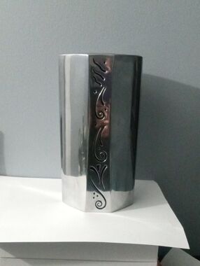 Lenox Polished Silver Metal Wine Chiller  with Engraved Scroll Panel